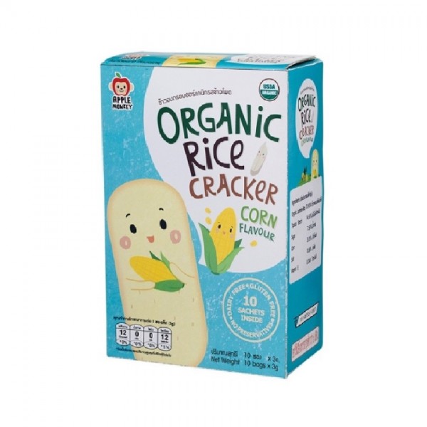 Apple Monkey Organic Rice Cracker Corn Flavour 30g