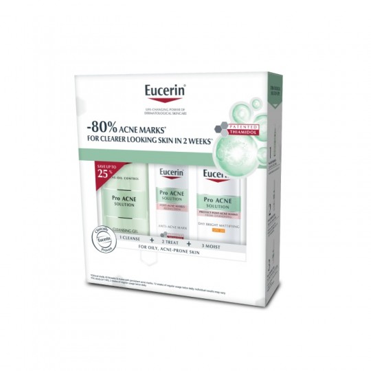 Eucerin Pro Acne Anti-Acne Regimen Set (Gel 200ml + Pih Serum 40ml + Day Bright Matt 50ml)
