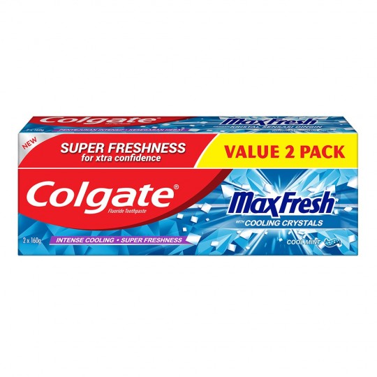 Colgate T/Paste Max Fresh Cool Mint 160g X2