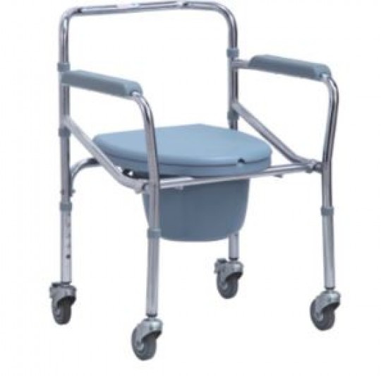 Hospiguard Steel Commode Wheelchair W/ Wheel & Height Adjustable  (My06961-W)