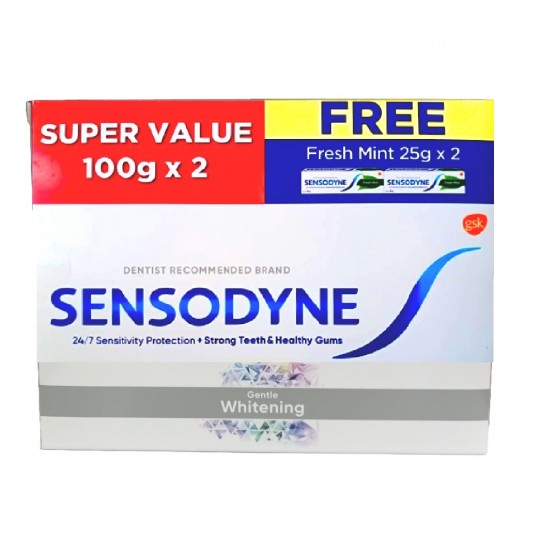 Sensodyne T/Paste Gentle Whitening 2X100g FOC TP Fresh Mint 2x25g