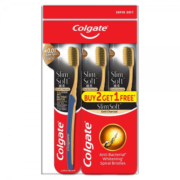 Colgate T/Brush Slim Soft Gold Charcoal 3S (B2F1)