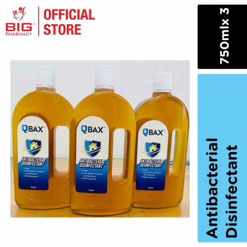 Qbax Antibacterial Disinfectant Liquid 750Mlx3 (Ttp)