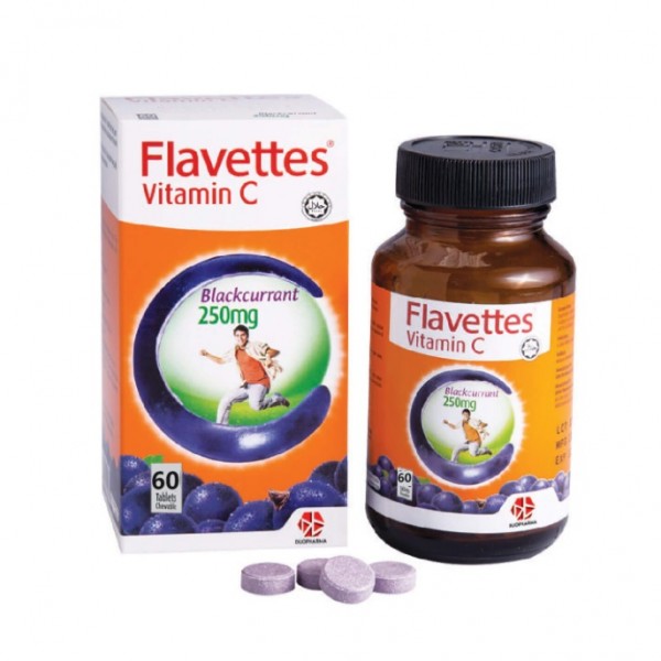 Flavettes Chewable Vitamin C 250mg (Blackcurrent) 60s