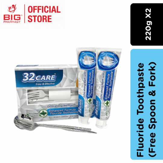 32care Fluoride Toothpaste 220g x 2 (Free Spoon & Fork)