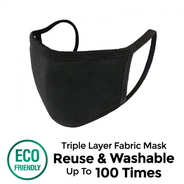 Offen 3 Ply Reusable Fabric Mask (Black - L size) 1s