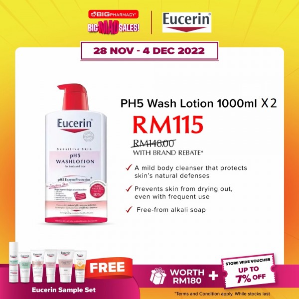 Eucerin Ph5 Wash Lotion 1000ml X 2
