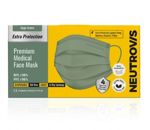 Neutrovis Premium Medical 4Ply Face Mask (Ear Loop-Sage Garden) 50s