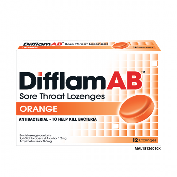Difflam AB sore Throat Lozenges Orange 12s