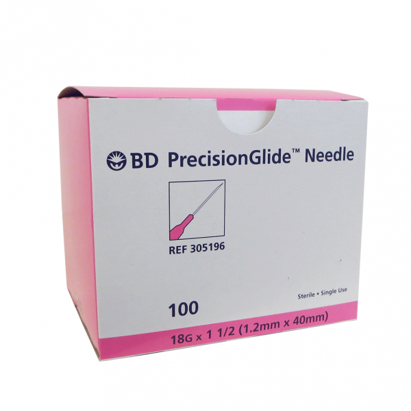 BD Precisionglide Needle 18Gx1 1/2In Tw (302032) 100s