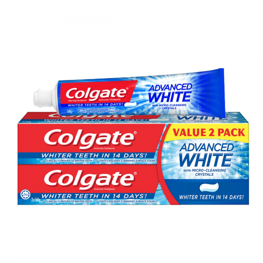 Colgate T/Paste Advanced Whitening 160g X2