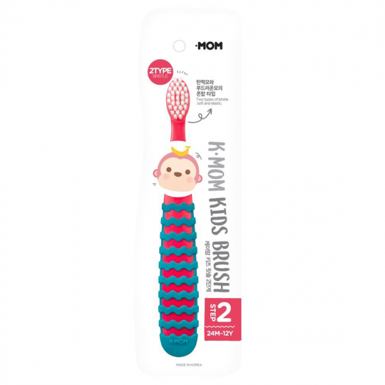K-Mom Kids Toothbrush Step 2 (24M-12Yrs) *Candy Pink*