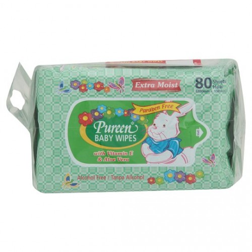 Pureen Baby Wipes 2X80S (Green)