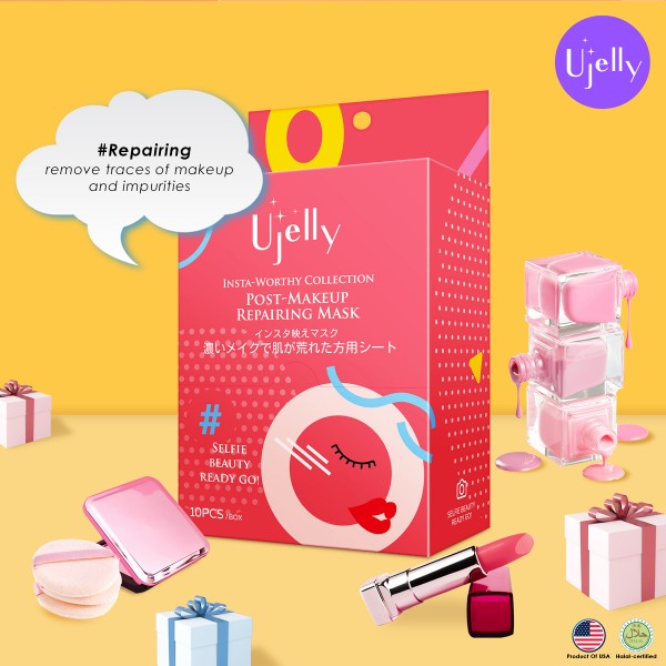 UJELLY INSTA-WORTHY COLLLECTION POST-MAKEUP REPAIRING/DEEP PORE RENEWING HYDRATING MASK 10S