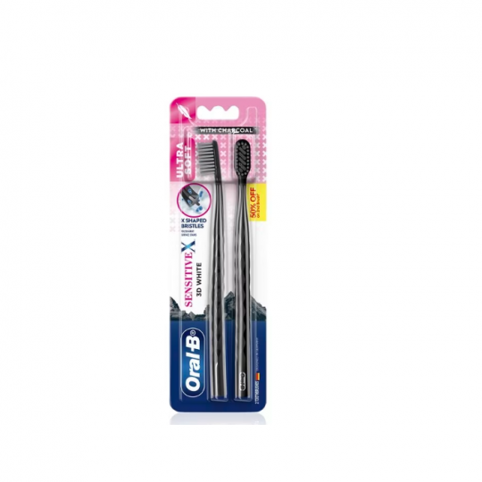 Oral-B Toothbrush Sensitive X Charcoal 3D White 2s
