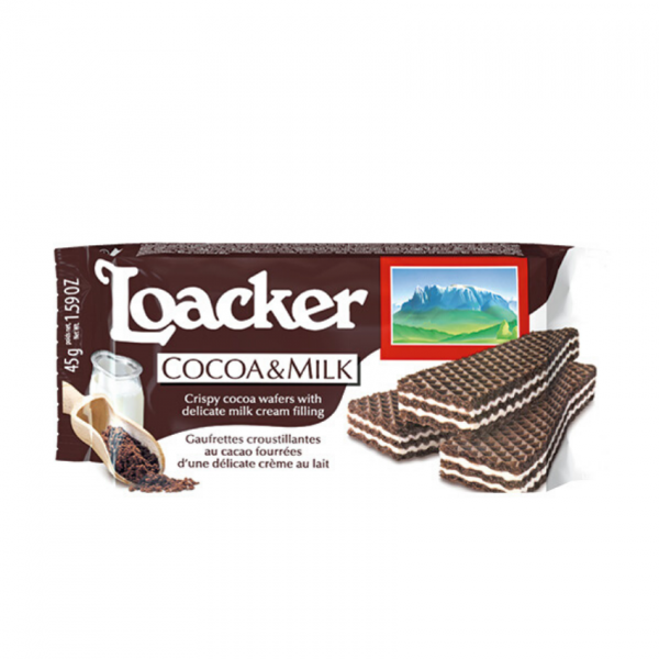 Loackers Wafer Cocoa & Milk 45gm