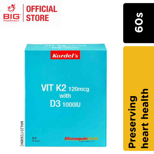 Kordels Vitamin K2 120Mcg With D3 1000Iu 60S - Nett