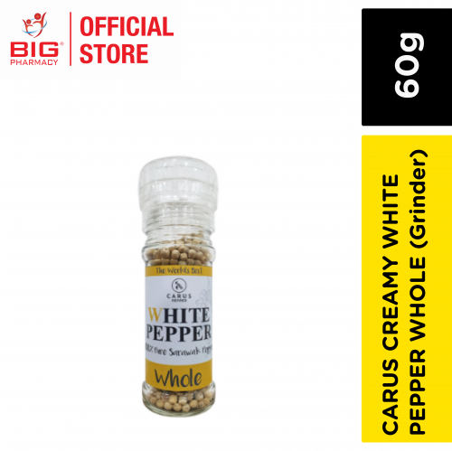 Carus White Pepper Whole 60g (Glass W/Grinder)