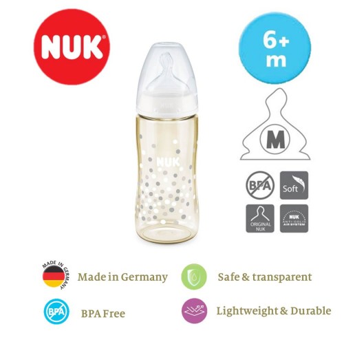 NUK Premium Choice 300ml PPSU Bottle With Silicone Teat Size 2 (Medium)