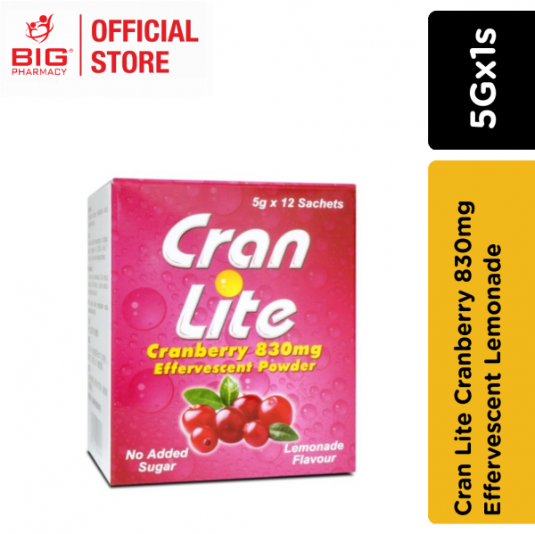 Cran Lite Cranberry 830mg Effervescent Lemonade 5Gx1s