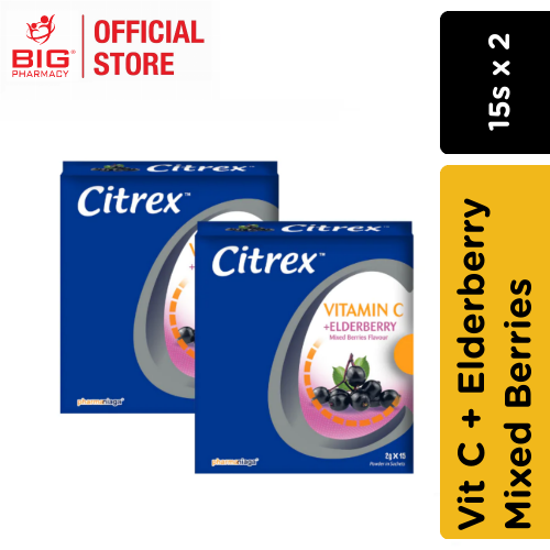 Citrex Vit C + Elderberry 2G Powder 15Sx2 Mixed Berries