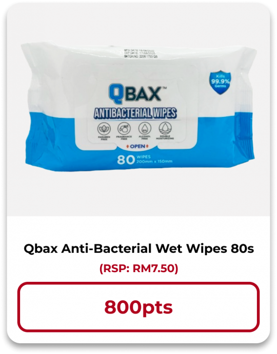 REDEMPTION QBAX ANTI-BACTERIAL WET WIPES 80S
