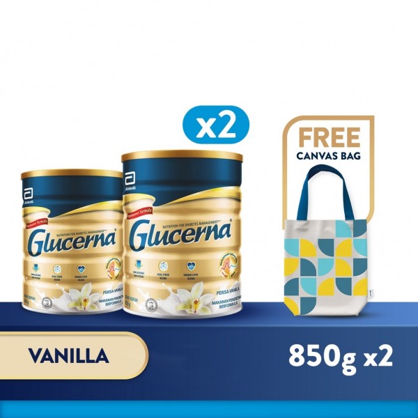 Glucerna Gold Vanilla (New) 850g x 2 FOC Canvas Bag