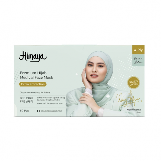 Himaya Hijab Premium Medical 4ply Face Mask 50s - Ocean Blue