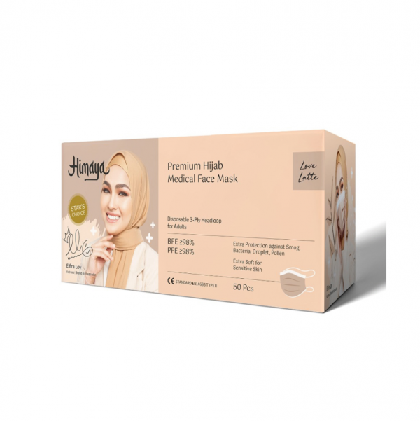 Himaya Hijab Premium Medical 3Ply Face Mask 50S - Love Latte