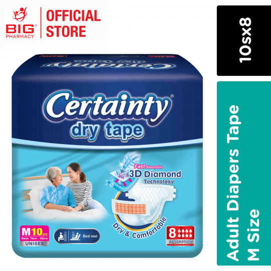 Certainty Disposable Adult Diapers Tape (M) 10s X 8