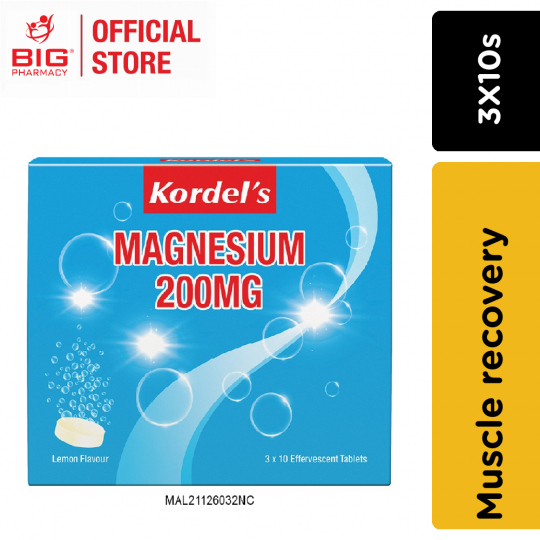 Kordels Magnesium 200Mg Effervescent Tab 3X10S