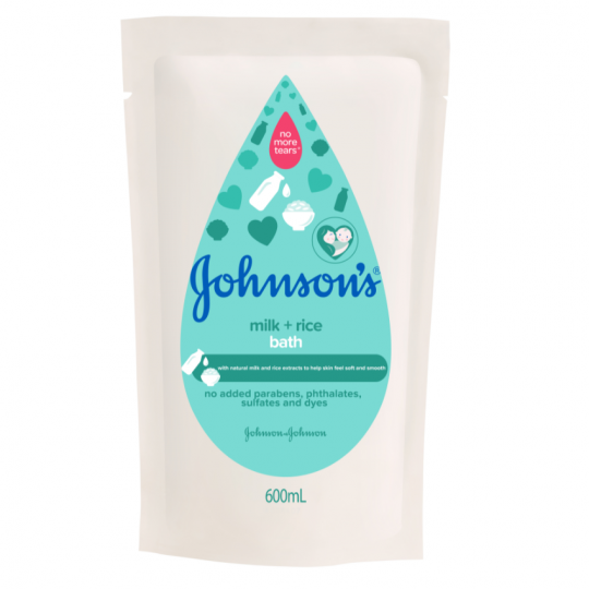 Johnsons Baby Bath 600ml Milk+Rice Refill