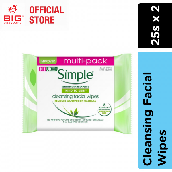 SIMPLE CLEANSING FACIAL WIPES 25S X 2