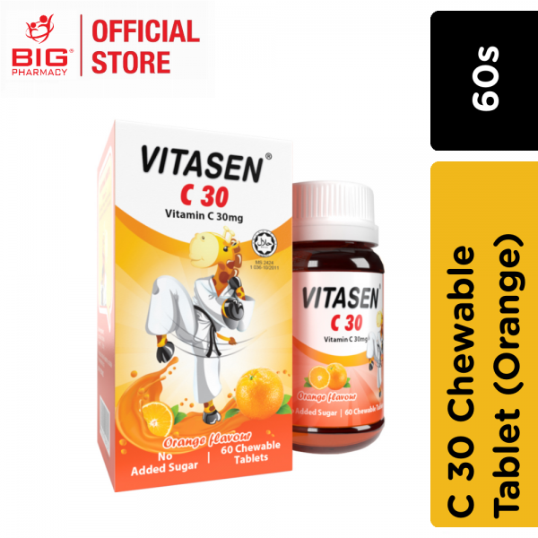 Vitasen C 30 Chewable Tablet Orange 60s