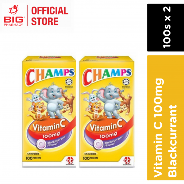 Champs Chewable Vitamin C 100mg (Blackcurrant) 2X100S 2Nd-50%