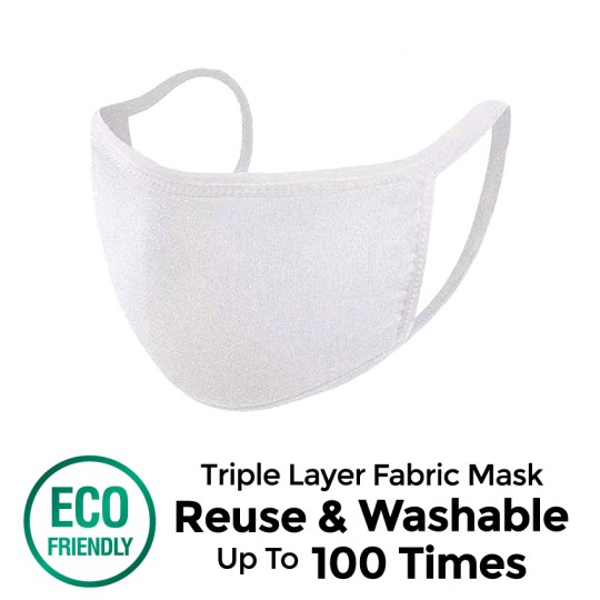 Offen 3 Ply Reusable Fabric Mask (White - L size) 1s